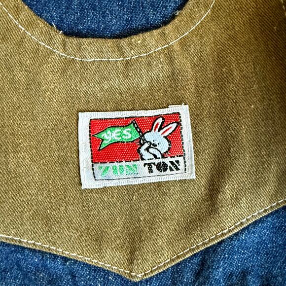 Vintage K.K. Kid's Fashion 3-Piece Overall Set Unisex 3T Blue Denim Patchworks - Picture 4 of 14